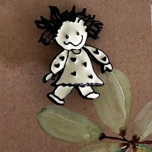 SFJ Crazy Girl Black & White Pin Brooch #48758